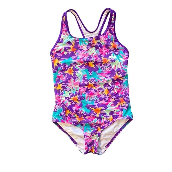 Speedo Floral Multicolor One-Piece Swimsuit Sz 12 - Picture 1 of 6